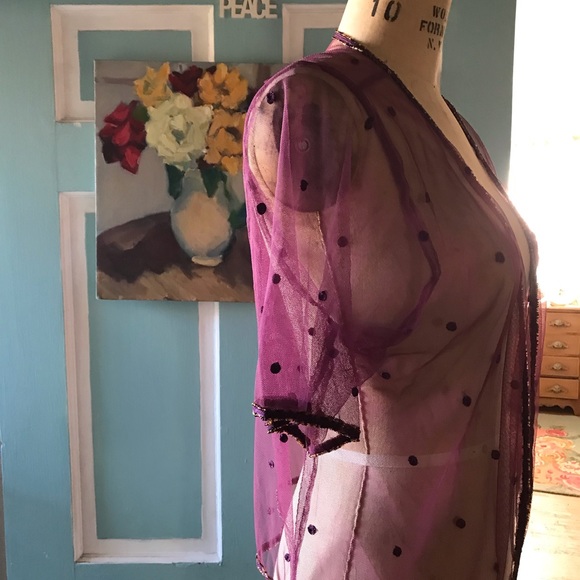 Purple mesh beaded ballerina style jacket romantic BoHo fairy - Picture 6 of 9